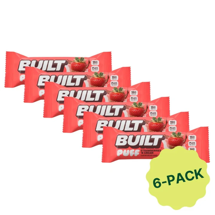 Built Bar Puffs Protein Bar Strawberry & Cream 6-Pack Canada Front