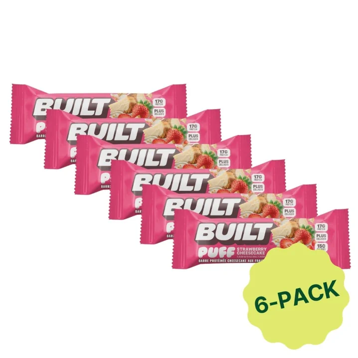 Built Bar Puff Protein Bar Strawberry Cheesecake 6-pack, 40g each