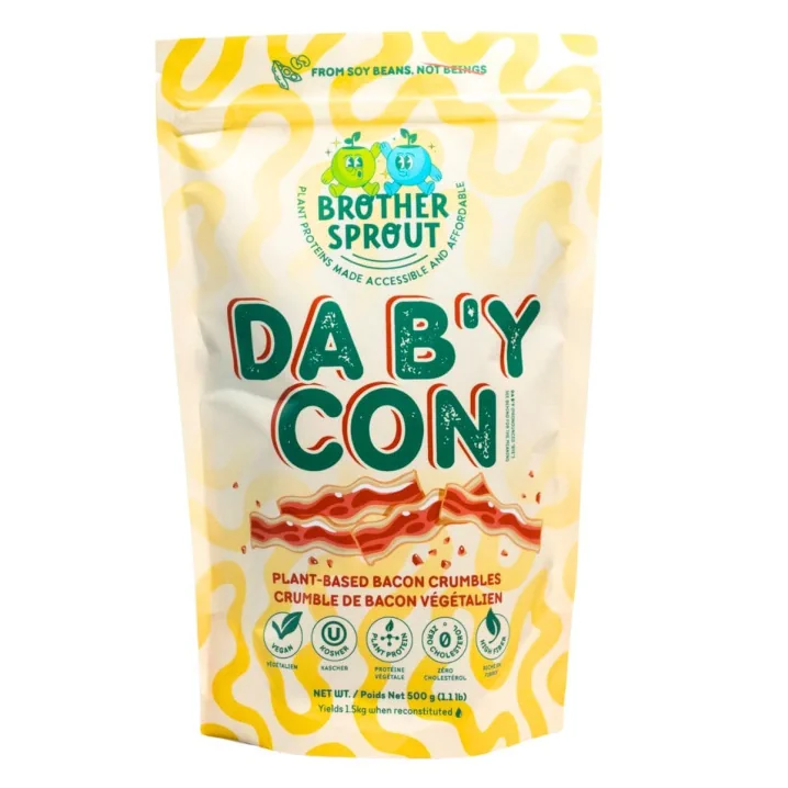 Front of Brother Sprout Vegan Bacon - Soy Bacon - Vegan Bacon Bits - Plant Based Bacon