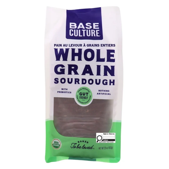 Base Culture Organic Sourdough Bread with Prebiotics Whole Grain Front of bag