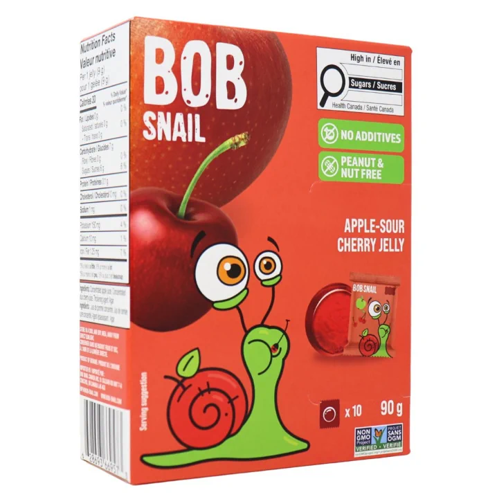 Front of Bob Snail Fruit Jelly Real Dried Fruit Snack Apple Sour Cherry Fruit Jellies - Natural Fruit Snacks - Fruit Snacks For Kids - Jelly Fruits Canada