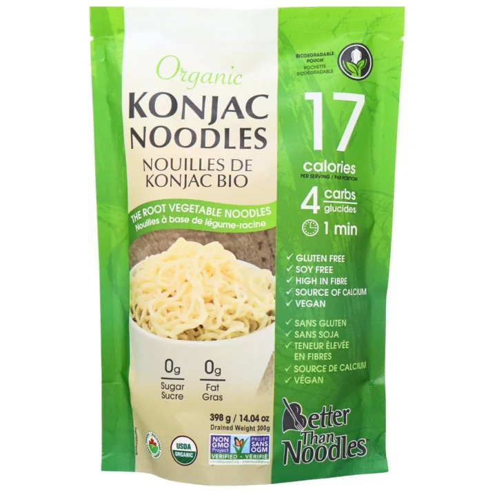 Front of Better Than Foods Organic Konjac Noodles - Konjac Root - Konjac Plant - Konjac Pasta