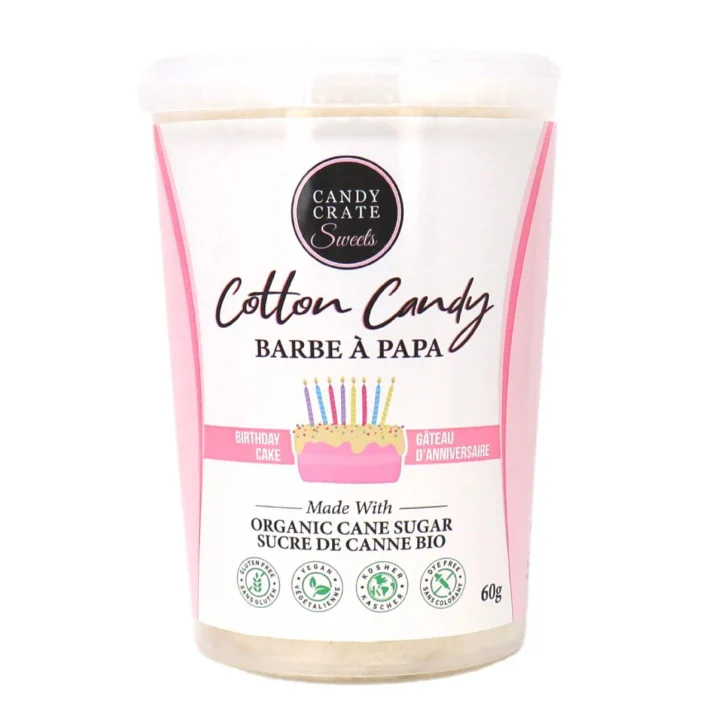 Front of Candy Crate Organic Dye-Free Cotton Candy Birthday Cake