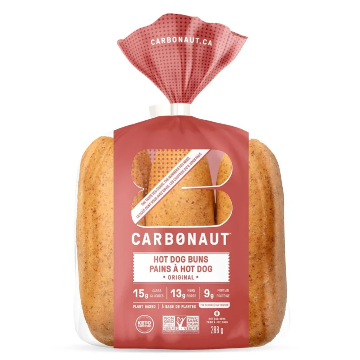 Front of Carbonaut Keto Hot Dog Buns White, 6 Hot Dog Buns