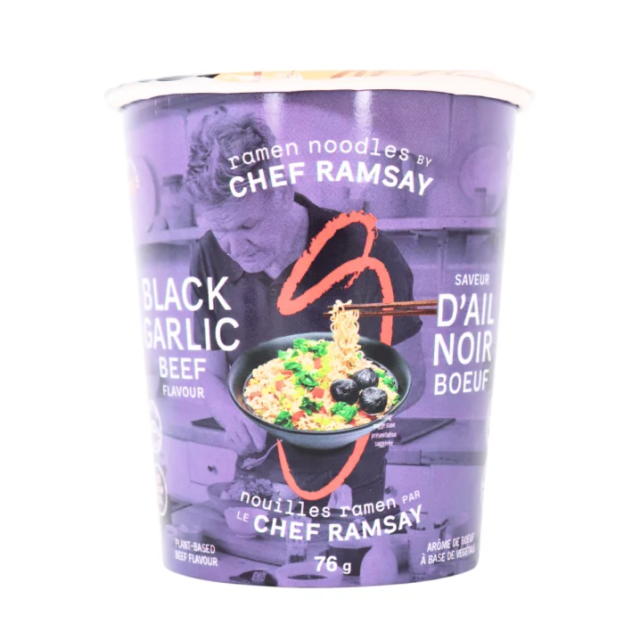 Chef Woo Plant-Based High-Protein Ramen Noodles By Chef Ramsay Black Garlic Beef, 76g