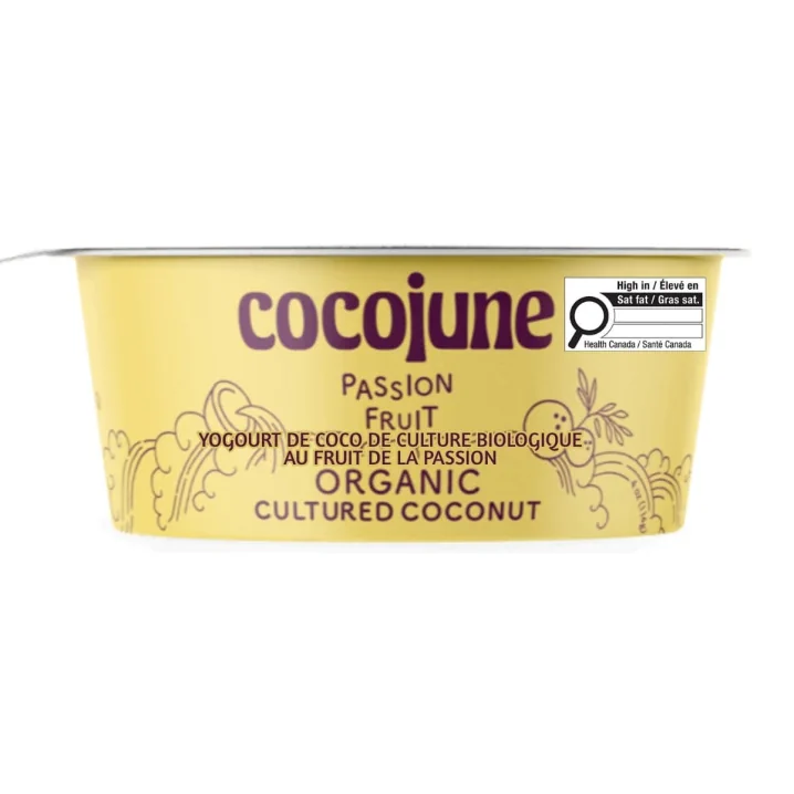Cocojune Organic Cultured Coconut Yogurt Passion Fruit Front of container
