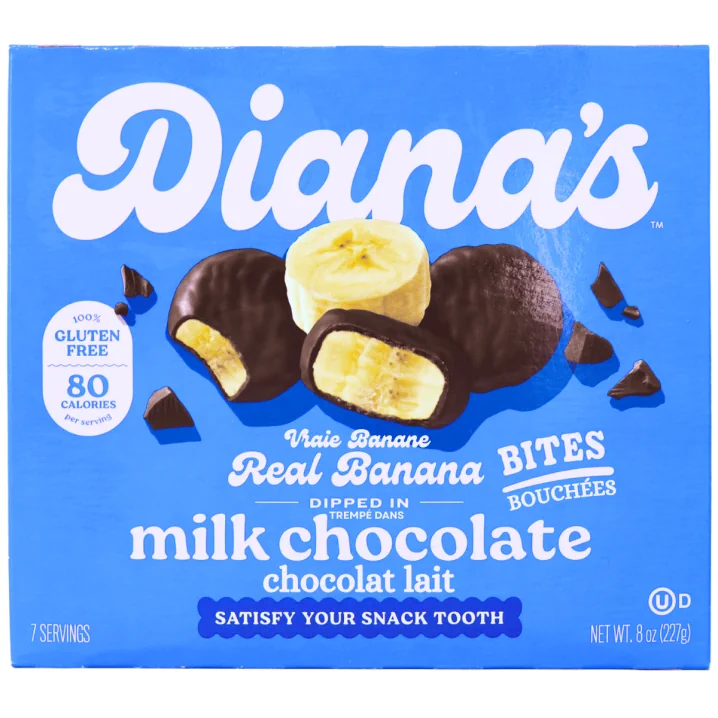 Diana’s Banana Bites Dipped In Milk Chocolate Front