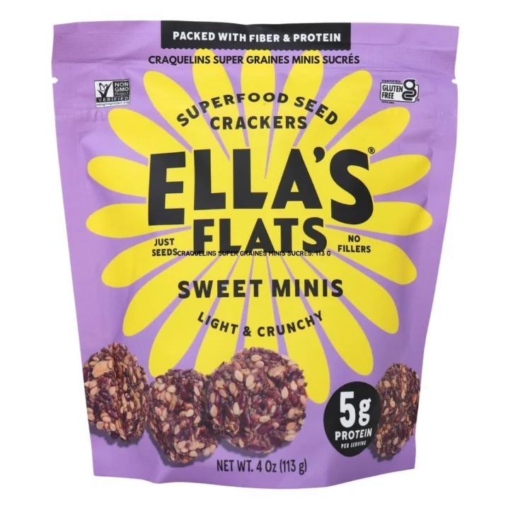 Ella’s Flats Grain-Free Superfood Seed Crackers Sweet Minis Front