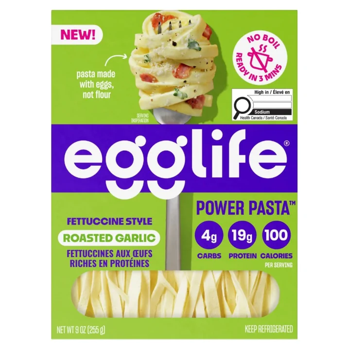 Egglife High Protein Power Pasta Fettuccine Style Roasted Garlic Front of package