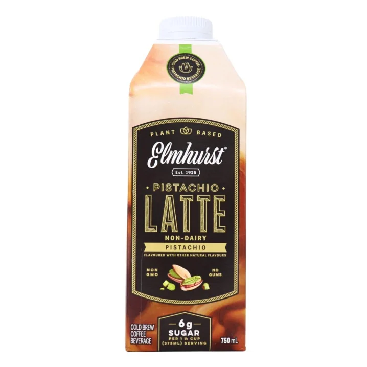 Front of Elmhurst Pistachio Creme Latte - Ready To Drink Coffee - Pistachio Latte - Pistachio Coffee
