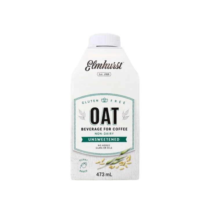 Front of Elmhurst Plant-Based Oat Creamer Unsweetened, 473ml