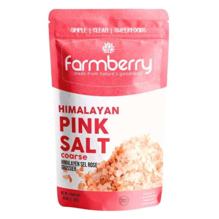 Front of Farmberry Himalayan Pink Salt Coarse Sea Salt - Pink Himalayan Sea Salt - Himalayan Pink Salt Benefits - Pink Salt Benefits