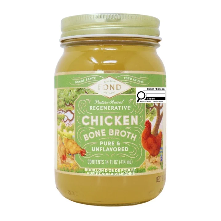 FOND Pasture-Raised Chicken Bone Broth Pure & Unflavoured Canada Front