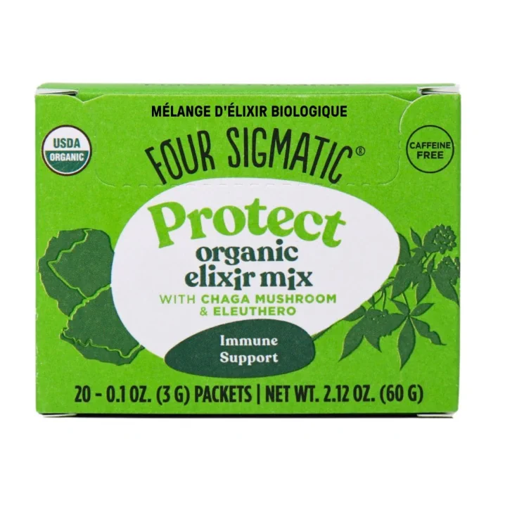 Front of Four Sigmatic Protect Organic Elixir Mix Adaptogen Mushroom With Chaga Mushrooms