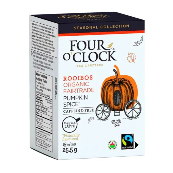 Front of Four O' Clock Tea Organic Pumpkin Spice Tea Pumpkin Tea