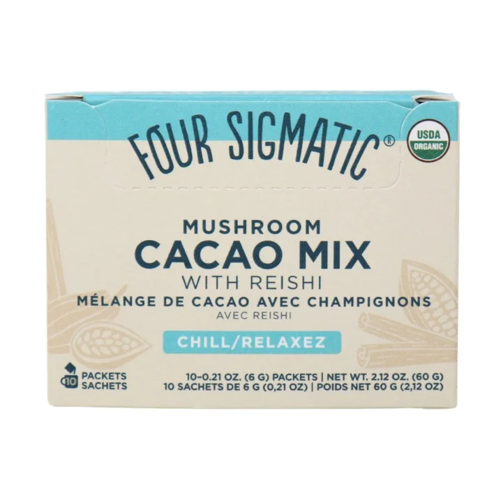 Front of Four Sigmatic Calm Organic Mushroom Cacao Mix with Reishi