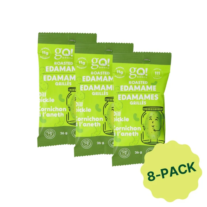 Go! Beanz High Protein Roasted Edamame Beans Snack Dill Pickle (8 Pack) Front