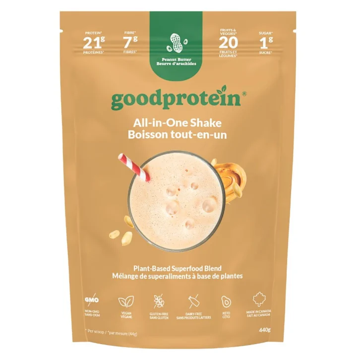 Front of Good Protein All In One Shake - Superfood Protein Powder - Peanut Butter Protein Powder
