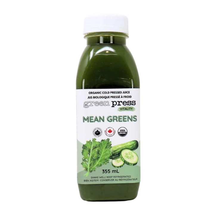 Green Press Organic Cold-Pressed Juice Mean Greens, 355 mL Front