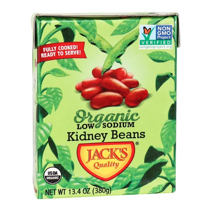 Front of Jack’s Quality Beans Organic Low Sodium Kidney Beans, 380g