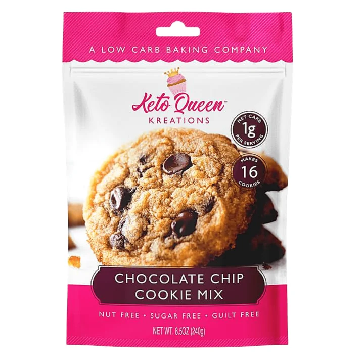 Front of Keto Queen Kreations Sugar-Free Chocolate Chip Cookie Mix, 240g