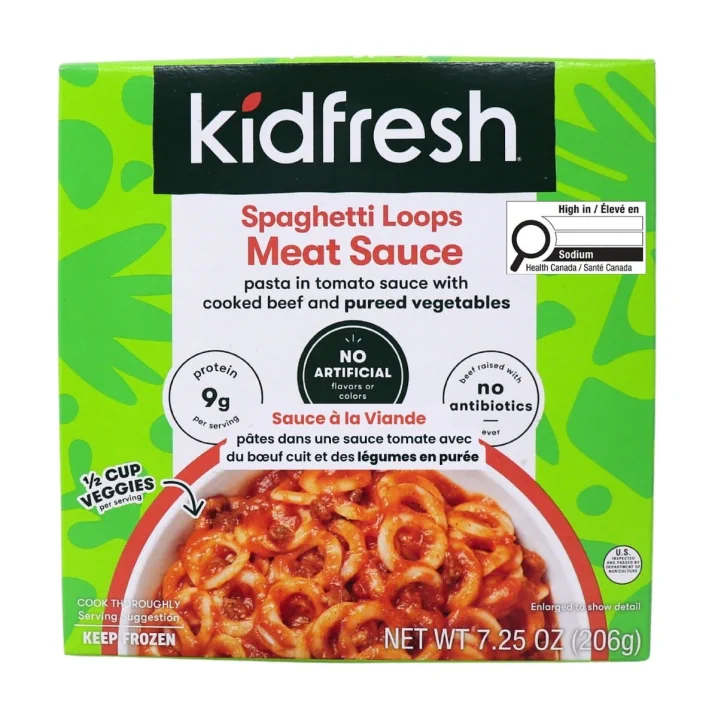 Kidfresh Protein Spaghetti Loops with Meat Sauce Front of box