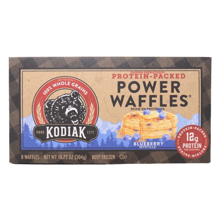 Kodiak Frozen Protein Power Waffles Blueberry front