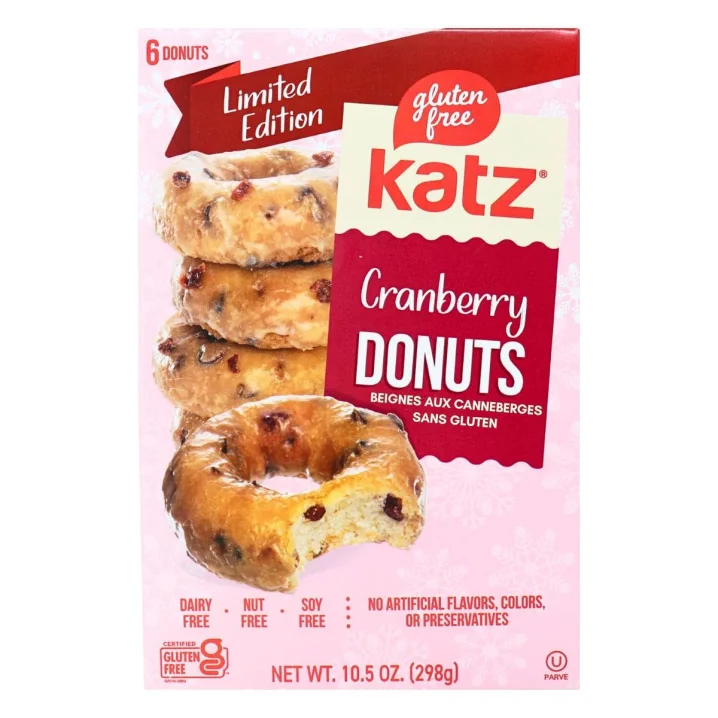 Front of Katz Limited Edition Gluten-Free Donuts Cranberry - Doughnuts Gluten Free - Gluten Free Doughnuts - Katz Donuts