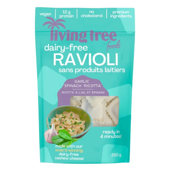 Living Tree Foods Dairy Free Ravioli Garlic Spinach Ricotta Front of package