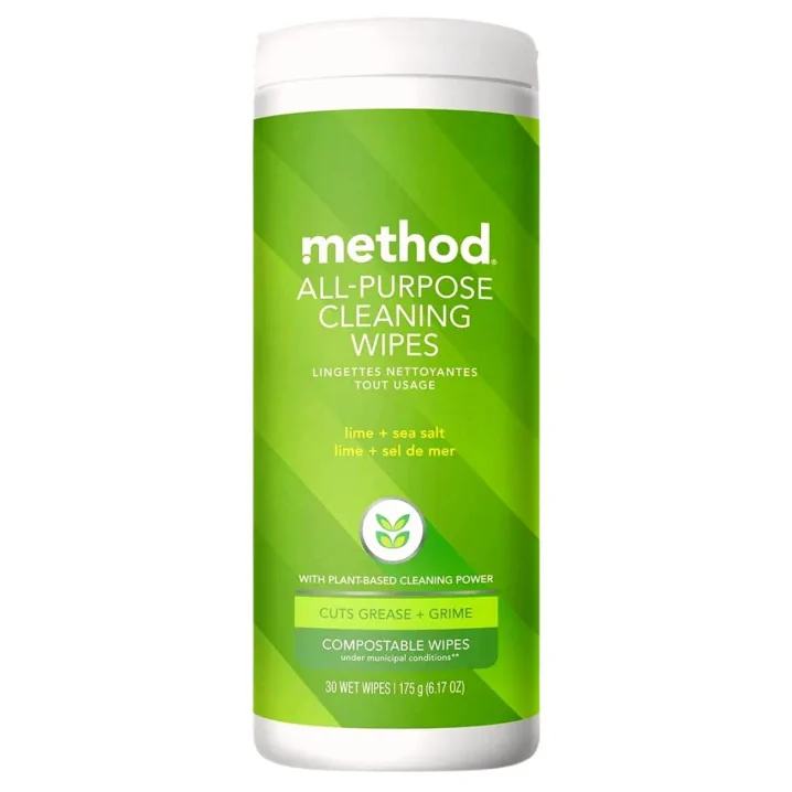 Front of Method Plant-Based All-Purpose Cleaning Wipes Lime + Sea Salt