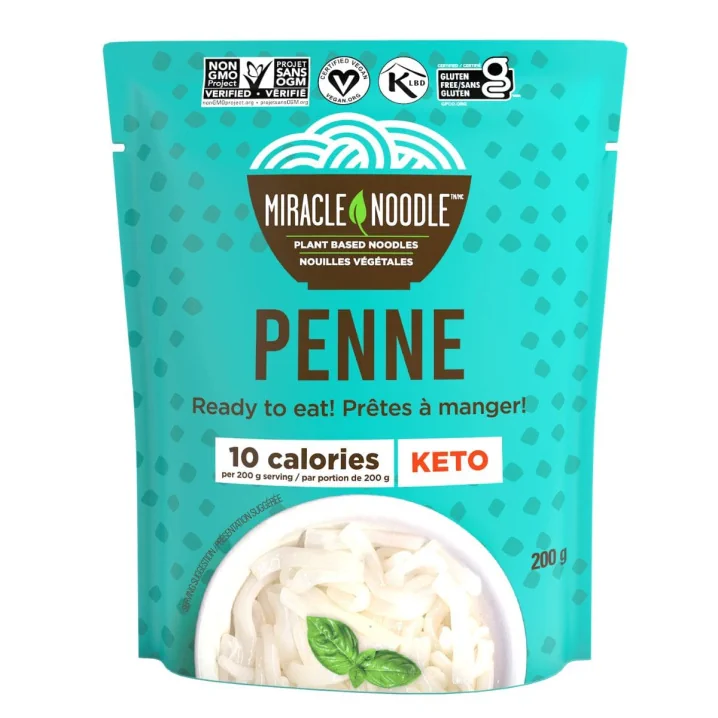 Front of Miracle Noodles Ready To Eat Keto Plant-Based Noodles Penne