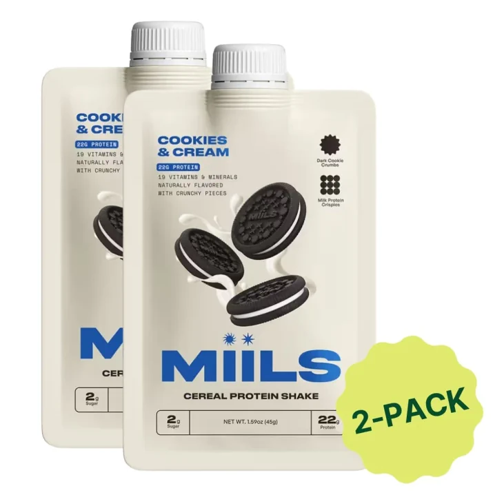 Miils Cereal Protein Shake Cookies & Cream 2-pack, 45g each