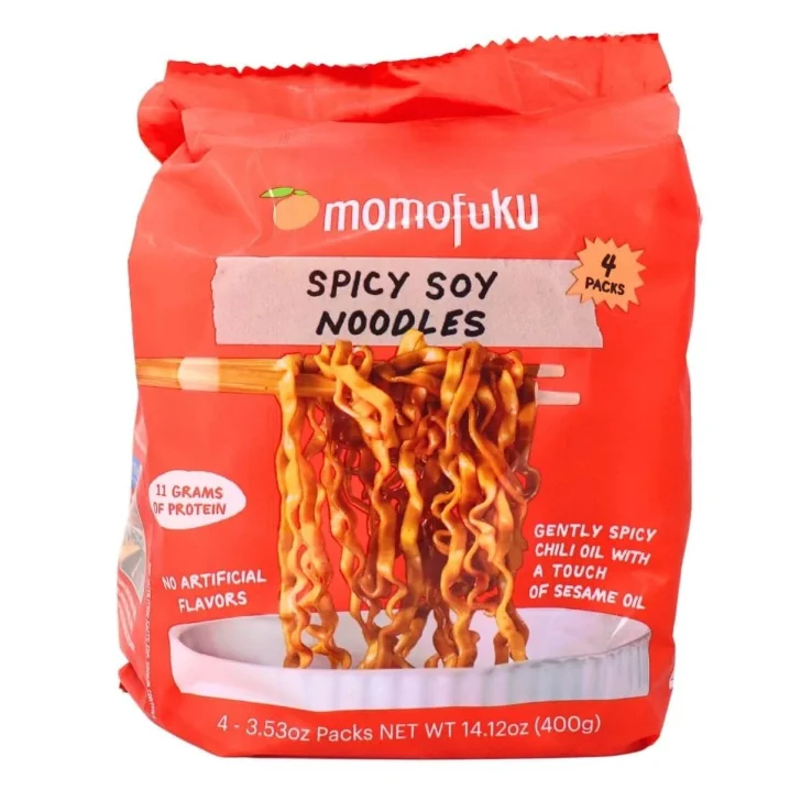 Front of Momofuku Noodles Spicy Soy - Spicy Asian Noodles - Ramen Momofuku - Chili Oil Noodles