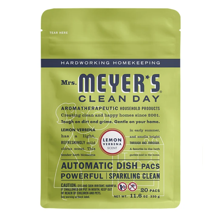 Front of Mrs. Meyer's Dishwasher Tabs Lemon Verbena, 20 Count