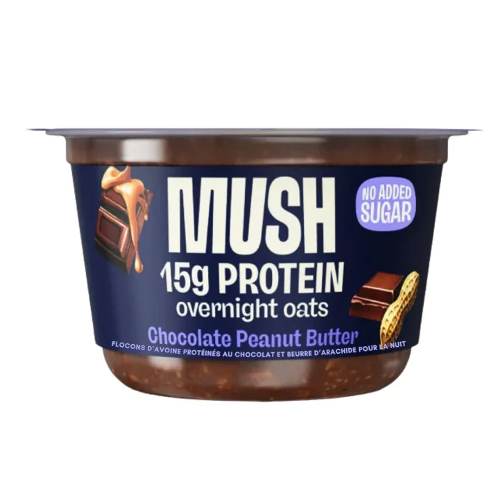 Front of MUSH Overnight Oats - MUSH Oats - Protein Overnight Oats - Chocolate Peanut Butter Overnight Oats