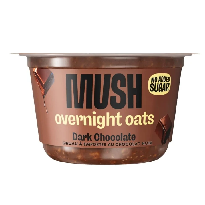 Front of MUSH Overnight Oats Dark Chocolate - No Added Sugar Overnight Oat - Healthy Breakfast - Gluten Free Breakfast