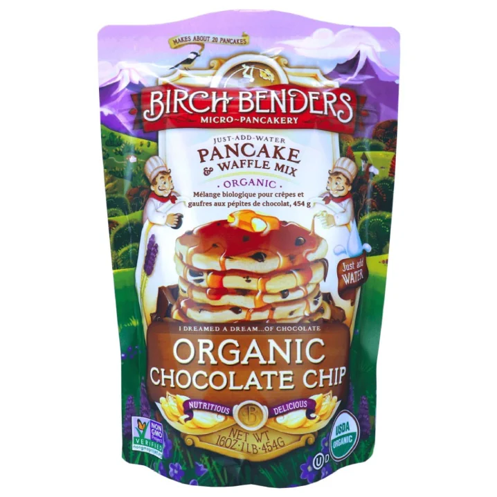 Front of Birch Benders Organic Chocolate Chip Pancake