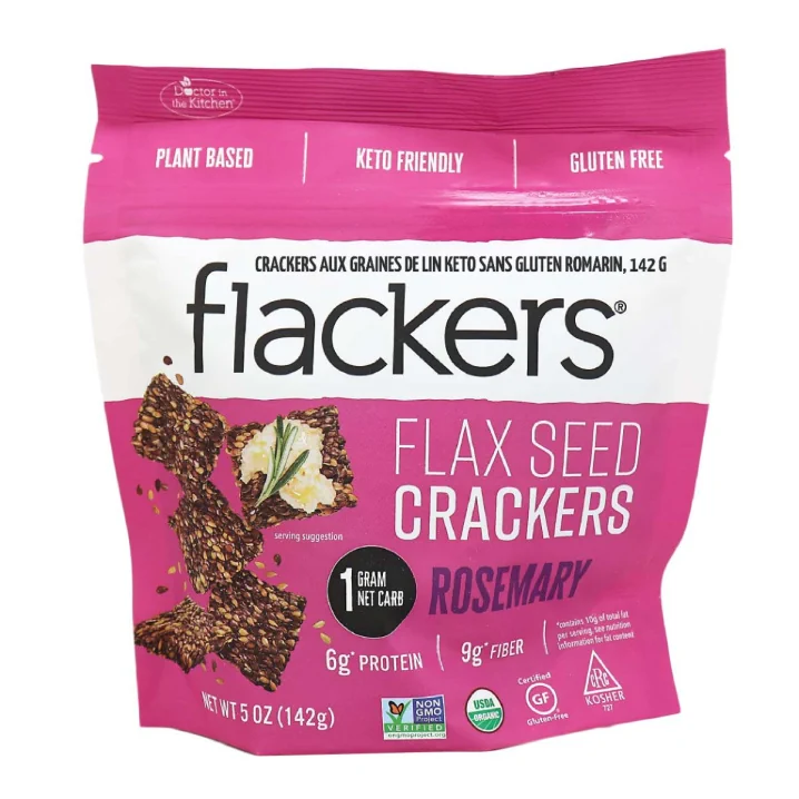 Front of Flackers Flax Seed Crackers Rosemary