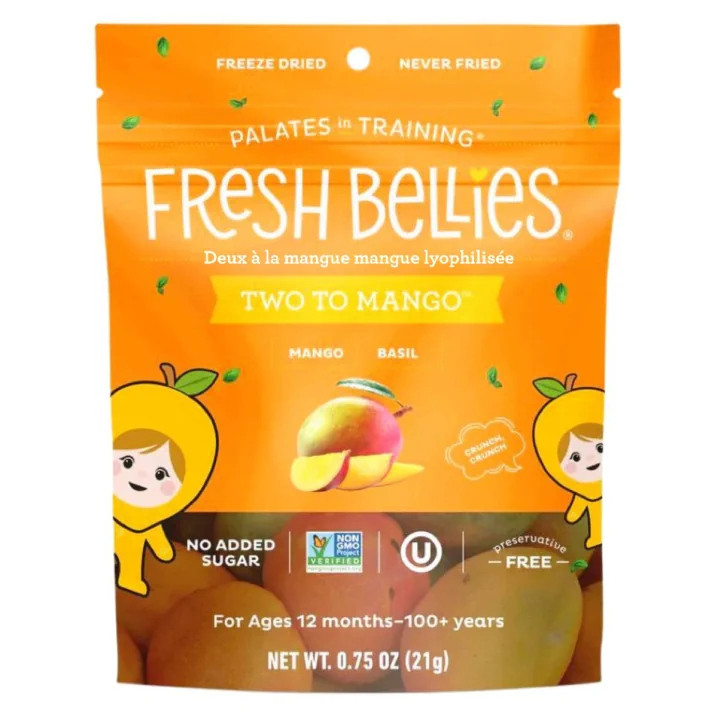 Front of Fresh Bellies Two To Mango Freeze-Dried Mango