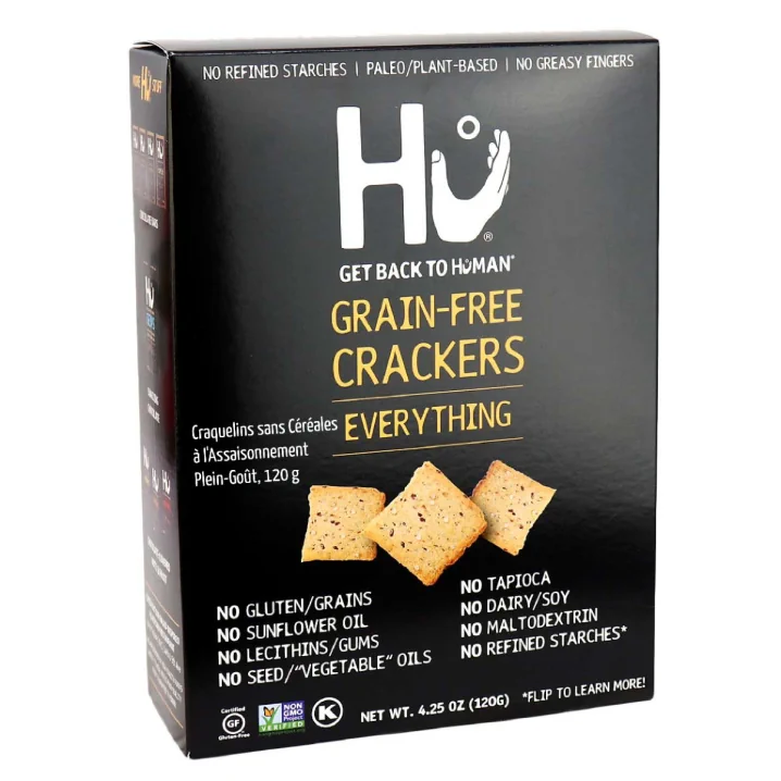 Front of Hu Grain-Free Crackers Everything, 120g