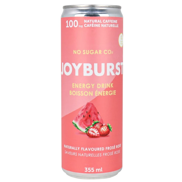 Front of No Sugar Company Joyburst Energy Drink Frosé Rose, 355mL
