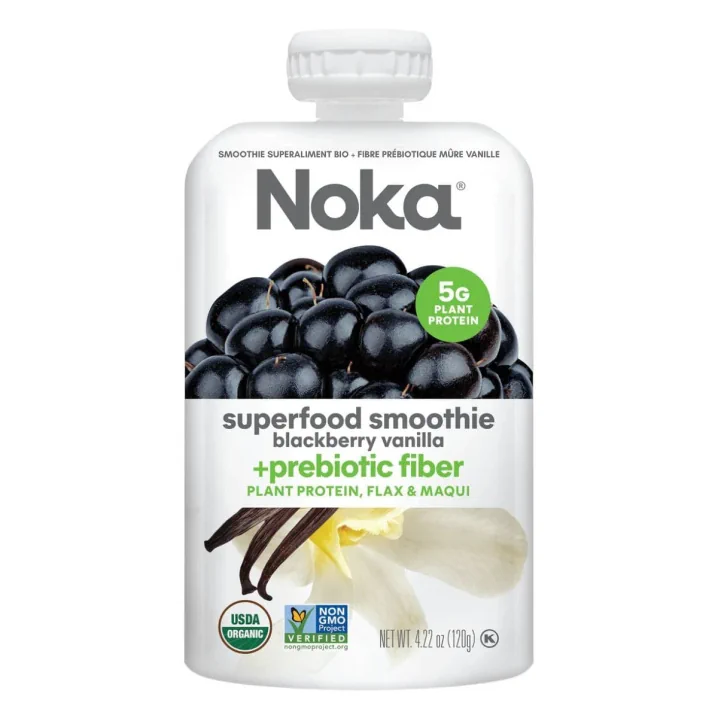 Front of Noka Organic Superfood Smoothie + Prebiotic Fibre blackberry Vanilla