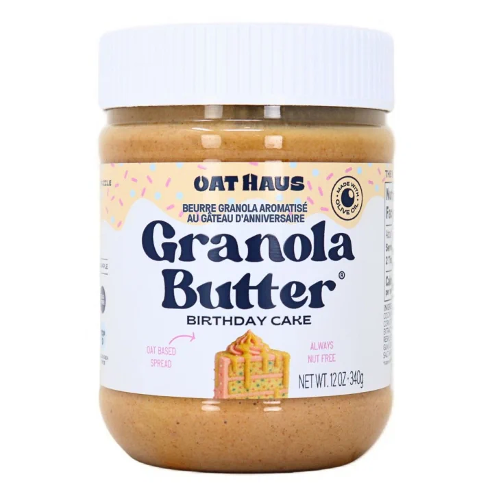 Front of Oat Haus Granola Butter Birthday Cake - Nut Free Spread - Gluten Free Oat Butter - Granola Butter