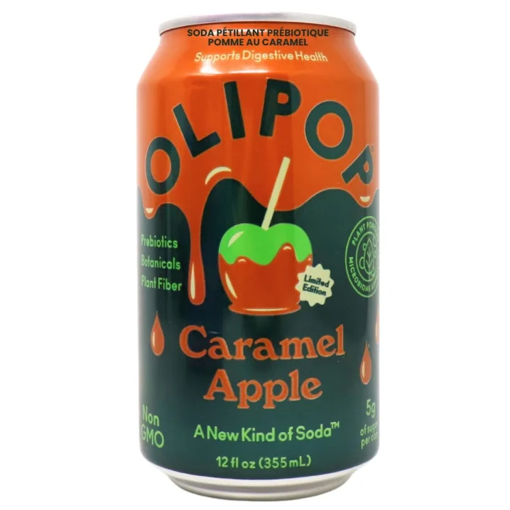 OLIPOP Low Sugar Prebiotic Sparkling Tonic Caramel Apple Front of can