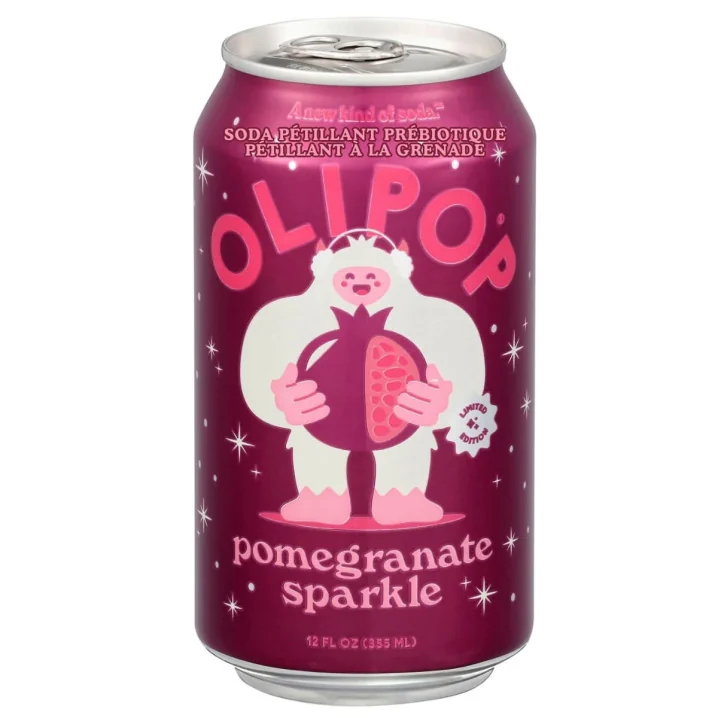 OLIPOP Low Sugar Prebiotic Sparkling Tonic Limited Edition Pomegranate Sparkler, 355mL