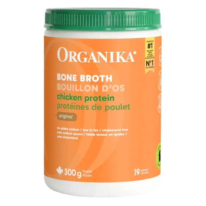 Front of Organika Original Bone Broth Chicken Protein Powder - Chicken Bone Broth - Bone Broth Diet - Organika Bone Broth