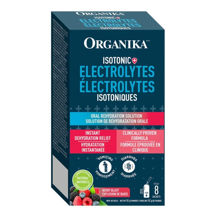 Front of Organika Electrolytes - Isotonic Drink Powder - Isotonic Powder - Oral Rehydration Solution 