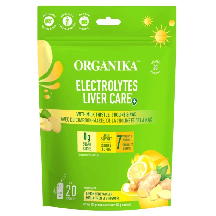 Front of Organika Sugar-Free Electrolytes Liver Care With Milk Thistle, Choline & NAC - Liver Detox Cleanse Drink