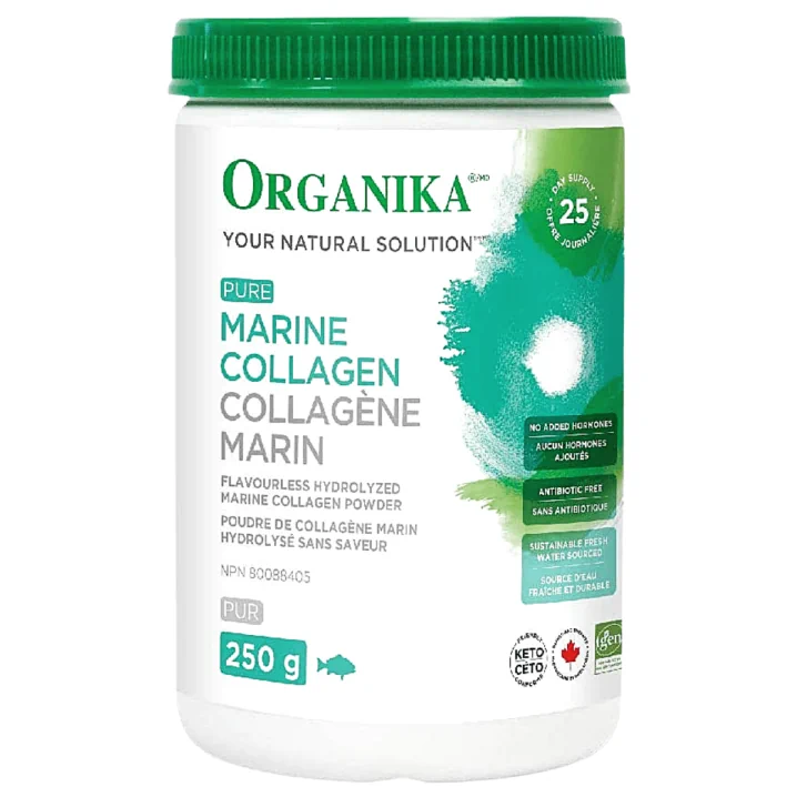 Front of Organika Premium Grade Marine Collagen Powder Flavourless , 250g