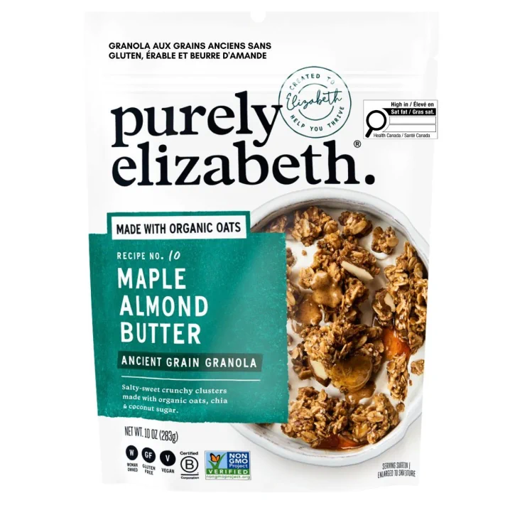 Front of Purely Elizabeth Maple & Almond Butter Nut Butter Granola - Granola Clusters - Vegan Granola - Healthy Granola Clusters